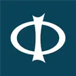 Weißes stilisiertes Symbol auf dunkelblauem Hintergrund, wirkt wie ein Pin oder Logo, schlicht und modern gestaltet