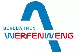 Logo der Bergbahnen Werfenweng mit stilisiertem blauen Berg und rotem Schriftzug Werfenweng
